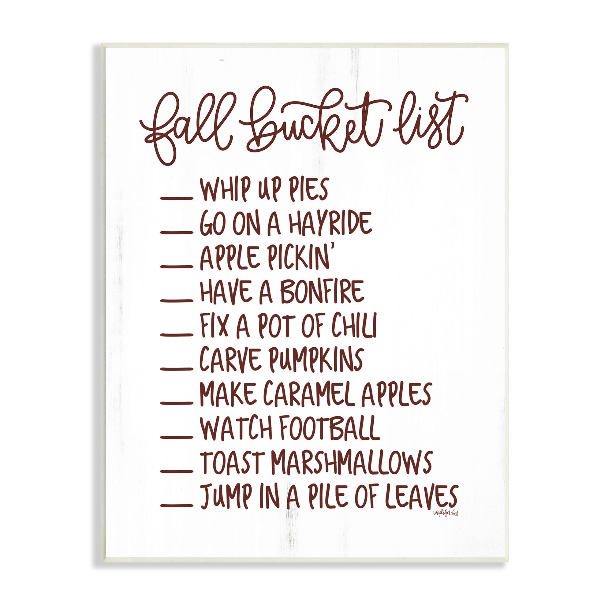 Fall Bucket List Seasonal Typography Grain Pattern Holiday Graphic Art Unframed Art Print Wall Art