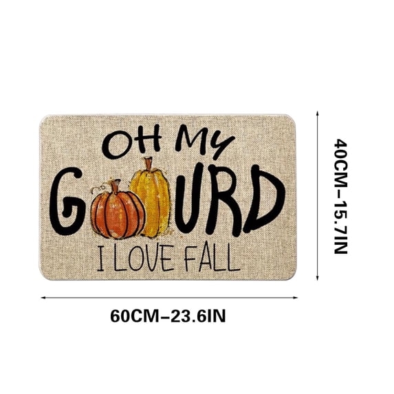 Fall Buffalo Plaid Welcome Doormat Pumpkin Door Mat Thanksgiving Decoration for Farmhouse Party Home Decor Beige#