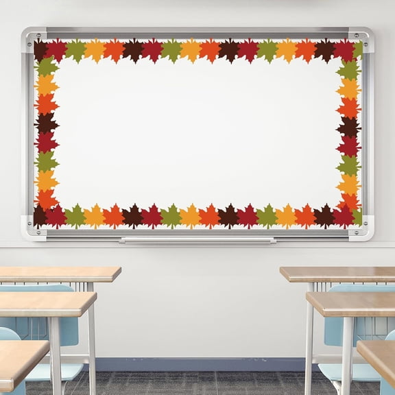 Fall Bulletin Board Border,32.8FT Maple Shape Die Cut Autumn Trim with 5 Fall Colors,For Classroom Door Chalkboard Decor,1PC,Black