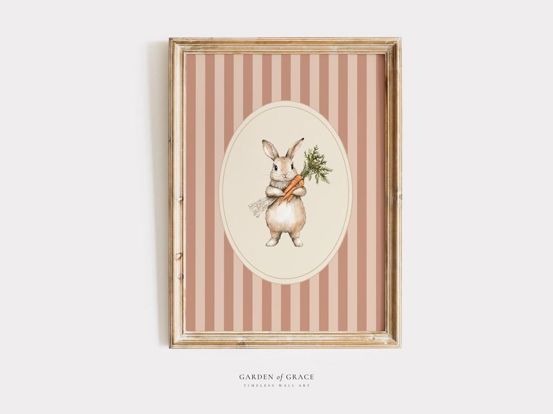 Fall Bunny Carrots Poster, Vintage Autumn Wall Art - Walmart.com