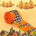 thumbnail image 1 of Fall Burlap Ribbon Rolls, 2.4*180 Inch Wired Wrapping Ribbon Buffalo Plaid Pumpkin Truck Turkey Maple Harvest Fall Ribbon Thanksgiving Wreath Decoration for Autumn Craft Bow Gifts Making, 1 of 9