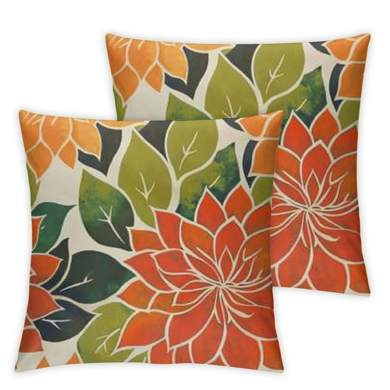 Fall Burnt Orange Outdoor Pillow Covers Mustard Yellow Green