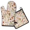 thumbnail image 1 of Fall Butterflies Squirrels Mushrooms Kitchen Oven Mitt and Pot Holder Sets 2 Pcs for Baking, Cooking and Grilling, Heat Resistant Up To 392 °F, 1 of 7