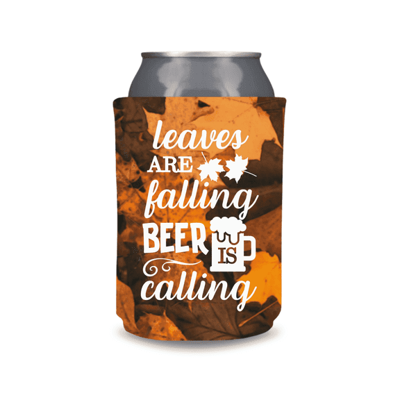 Foam Can Cooler Sleeve, Leaves Are Falling Beer Is Calling Design, Fits Standard 12 oz Cans, Reusable Beverage Insulator