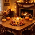 thumbnail image 1 of Fall Candle Ring Wreath, 9.84 In Maple Leaf Sunflower Table Decor for Halloween Thanksgiving, Style C, 1 of 6
