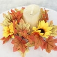 thumbnail image 1 of Fall Candle Rings Maple Leaves Wreath Autumn Table Thanksgiving Centerpiece Decoration Mini Candle Holder Seasonal Display, 1 of 8