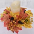 thumbnail image 1 of Fall Candle Rings Thanksgiving Day Candle Ring Candle Holder with Maple Leaves Wreath Mini Autumn Wreath Artificial Maple Leaves Candle Ring for Fall Home Table Decoration Centerpiece, 1 of 6
