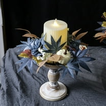 Fall Candle Rings Wreaths 9.84inch Thanksgiving Artificial Pumpkin Maple Leaf Berry Candle Holders Autumn Wreath for Candlestick Decorative Thanksgiving Halloween Table Fall Decor Centerpieces