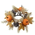 thumbnail image 1 of Fall Candle Rings Wreaths - Pumpkin, Maple Leaves Autumn Decor for Thanksgiving, Weddings, and Tabletop Centerpieces - Mini Artificial Harvest Wreath Garland, 1 of 7