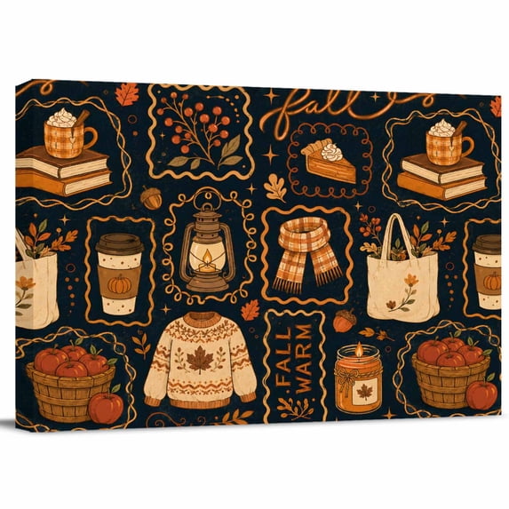 Ffall Graphics Fall Canvas Print Wall Art, Knit Sweater Coffee Mug Tote Bag Autumn ...