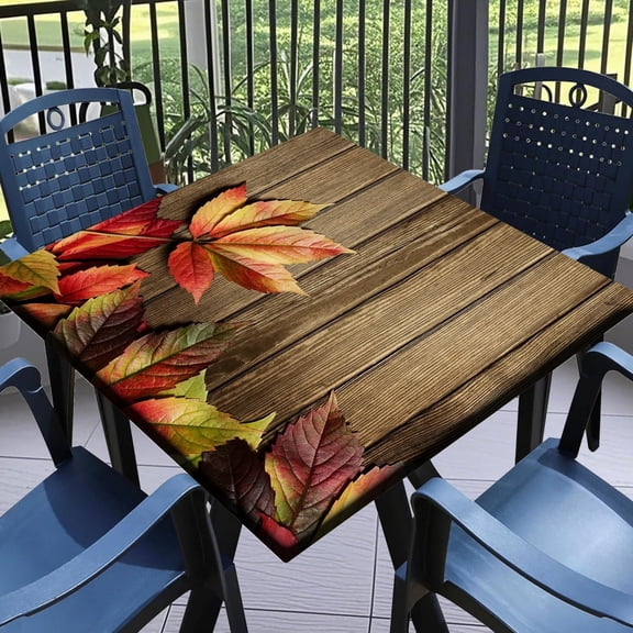 Fall Card Table Covers Fitted Square 34x34 with Elastic Outdoor Tablecloth Square Elastic Tablecloths for Tables Waterproof Wipeable Table Cloths for Indoor,Picnic,Kitchen,Dinner