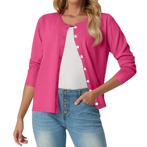 Fall Cardigan Sweaters for Women Lightweight 2026 Long Sleeve Button Down Open Front Cardigan, M