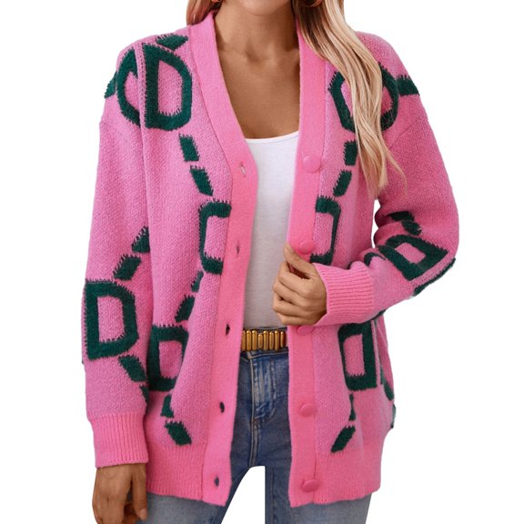 Fall Cardigans Women Autumn And Lettered Mid Length Button Sweater Jacket Light Weight Cardigan