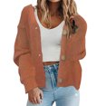 thumbnail image 1 of Fall Cardigans Women Knit Open Front Sweater Long Sleeve Button Loose Short Light Weight Cardigan, 1 of 4