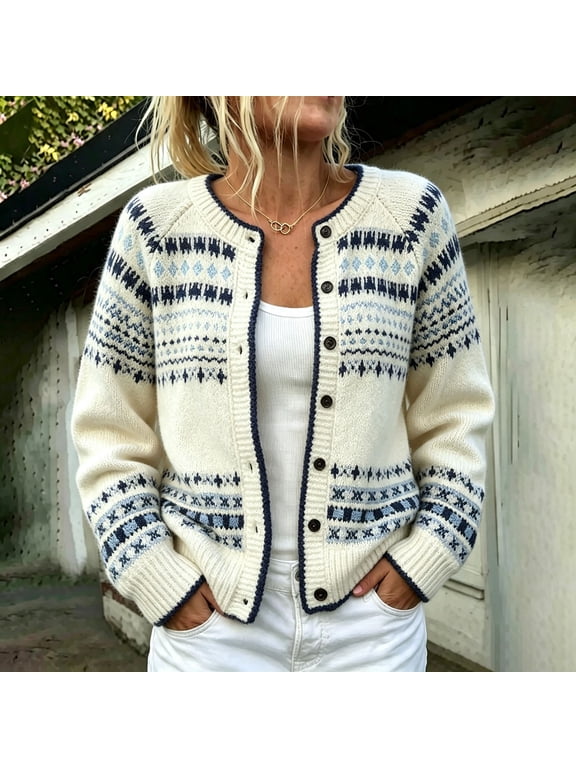 Fall Cardigans for Women Funny Christmas Sweaters Jackets Cute Graphic Loose Fit Dressy 2026 Going Out Tops Work Crew Neck Knit Coat Top Casual Fall Must Haves Nordic Vaction Boho Sweater Beige