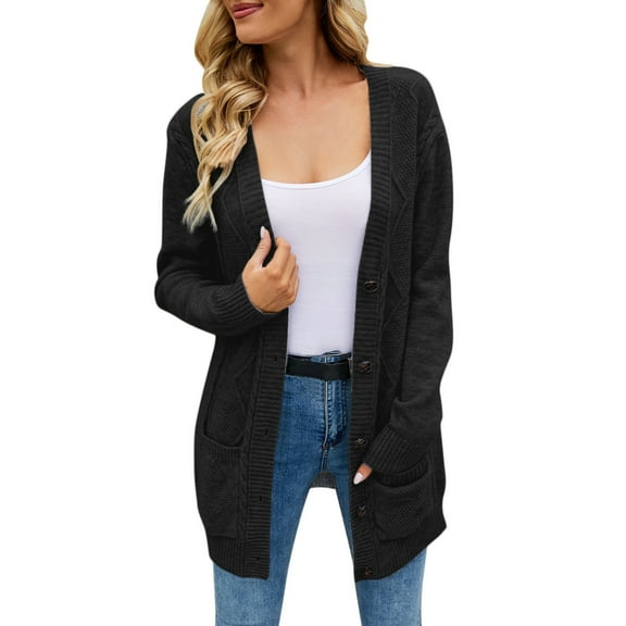 Fall Cardigans Women " Long Sweater Solid Color Knit With Buttons Casual " Outfits Clothes