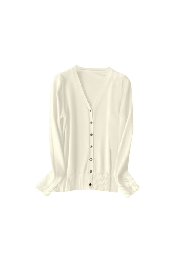 Fall Cardigans Women V Neck Knitted Sweater Long Sleeve Spring Autumn Fashion Layering Top Work Cardians