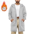 thumbnail image 1 of Fall Cardigans for Men Full Zip Black Long Trench Coat Warm Comfy Long Sleeve Hooded Jacket with Drawstring, 1 of 7