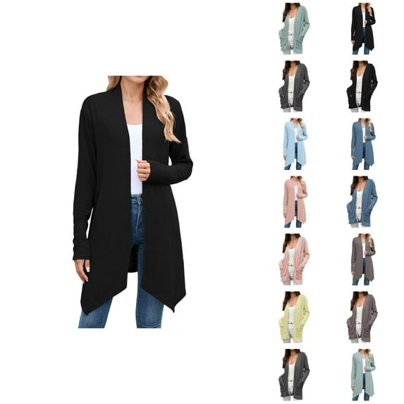 Fall Cardigans for Women 2025 Long Sleeve Open Front Soft Knit Oversized Cardigan Sweaters with Pockets Outerwear