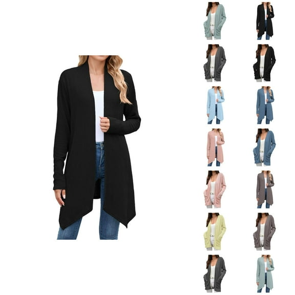 Fall Cardigans for Women 2025 Long Sleeve Open Front Soft Knit Oversized Cardigan Sweaters with Pockets Outerwear