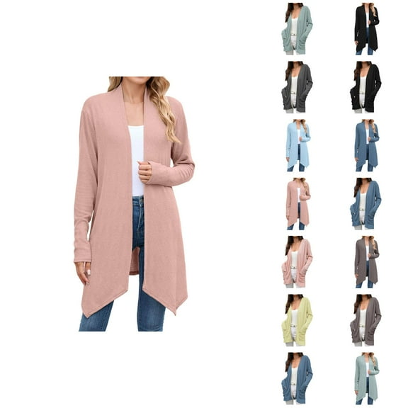 Fall Cardigans for Women 2025 Long Sleeve Open Front Soft Knit Oversized Cardigan Sweaters with Pockets Outerwear