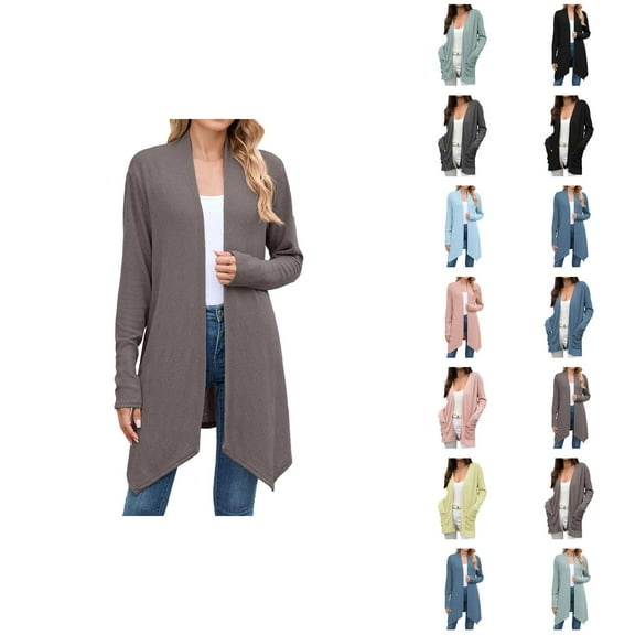 Fall Cardigans for Women 2025 Long Sleeve Open Front Soft Knit Oversized Cardigan Sweaters with Pockets Outerwear