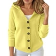 thumbnail image 1 of Fall Cardigans for Women Hooded Sweater Soft Knit Button Up Long Sleeve Cardigan Yellow M, 1 of 5