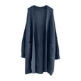 thumbnail image 1 of Womens Cardigan Plus Size Solid Color Cardigan Sweater with Slit Large Pockets Long Thin Coat Pullover Sweaters, 1 of 3