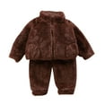 thumbnail image 1 of Fall Casual Outfits Toddler Girl Velvet Zip Up Jacket Long Sleeve Tops and Pants 1-5 Years Old Kids Clothes Set, Brown, 5 Years, 1 of 6