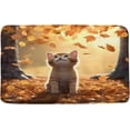 thumbnail image 1 of Fall Cat Bath Mat Thanksgiving Harvest Maple Leaves Falling Leaf Autumn Cute Animal Cartoon Bathroom Kitchen Rugs,16x48 Inch, 1 of 2