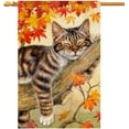 thumbnail image 1 of Fall Cat House Flag 28 x 40 Vertical Double Sided Autumn Leaves Thanksgiving Holiday Outside Decorations Burlap Yard Flag BW699-40, 1 of 6