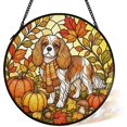 Fall Cavalier King Charles Dog Stained Glass Window Hanging Decor ...