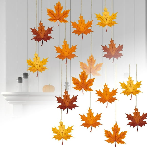 Fall Ceiling Decorations 8Pcs, Thanksgiving Hanging Swirls with Big Maple Leaf & Foil Swirls for Autumn Harvest Party Supplies, Home and Classroom Decor