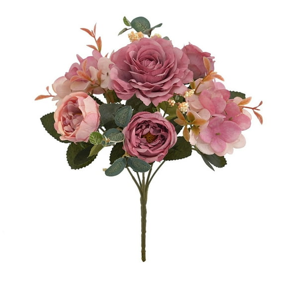 Fall Cemetery Flowers Artificial Peony Flowers Rose Wedding Bouquetss Floral Rose Flower Silk Flower Hand Tied Bouquet Pink