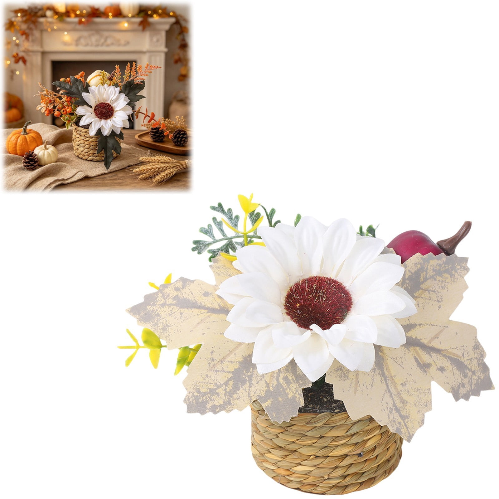 Fall Centerpieces for Table Artificial Potted Plants with Velvet ...
