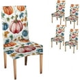 thumbnail image 1 of Fall Chair Covers for Dining Room Set of 4 Autumn Pumpkin Spandex Stretch Dining Room Chair Cover Removable Washable Kitchen Parsons Chair Covers Seat Slipcovers, 1 of 6