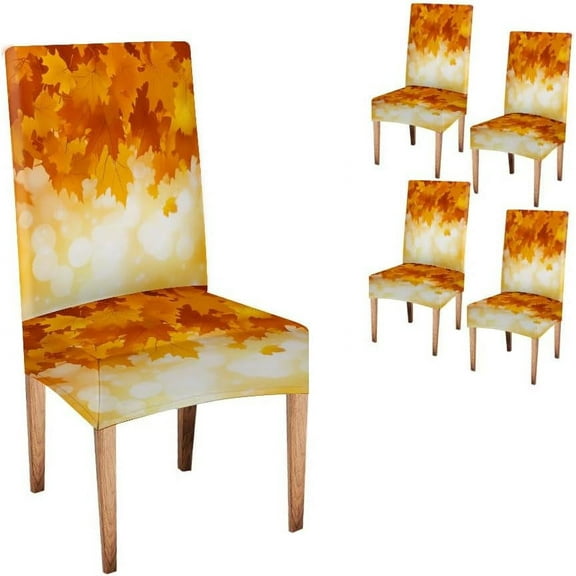 Fall Chair Covers for Dining Room Set of 4 Maple Leaves Autumn Spandex Stretch Dining Room Chair Cover Removable Washable Kitchen Parsons Chair Covers Seat Slipcovers