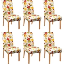 Fall Chair Covers for Dining Room Set of 6 Autumn Maple Leaf Dining Chair Protectors 6 Pcs Stretch Removable Washable Chair Slipcovers 6 Pack for Thanksgiving Home and Party Decor