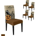 thumbnail image 1 of Fall Chair Covers Set of 4 Thanksgiving Chair Covers for Dining Chairs Orange Pumpkin Maple Leaf Vintage Farm Wooden Plank Stretch Removable Chair Slipcovers for Dining Room Kitchen Holiday Party, 1 of 6
