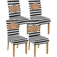 thumbnail image 1 of Fall Chair Covers Set of 4 Thanksgiving Dining Protector Stretch Autumn Pumpkin Truck Maple Leaves Slipcovers Removable Washable Back Chair Covers, Black and White, 1 of 6