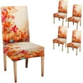 thumbnail image 1 of Fall Chair Covers Set of 4 Thanksgiving Watercolor Pumpkin Chair Covers for Dining Room Elastic Chair Protectors Washable Chair Seat Covers for Kitchen Holiday Fall Thanksgiving Decor, 1 of 6