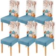 thumbnail image 1 of Fall Chair Covers Set of 6,Thanksgiving Parsons Chair slipcovers,Fall Pumpkin Kitchen Dining Room Decor Chair Seat Cover Protectors(Blue Pumpkin,6 Pack), 1 of 6