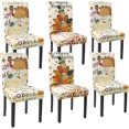 thumbnail image 1 of Fall Chair Covers Set of 6 Turkey Maple Leaves Stretch Parsons Chair Slipcovers for Fall Thanksgiving Dining Room Decor Chair Seat Protectors (Turkey Maple Leaf,6PCS), 1 of 1