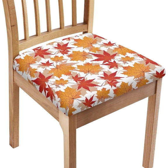 Fall Chair Seat Cushions Set Maple Leaf Chair Cover Cushion Slipcovers Fall Decorations Stretch Dining Chair Seat Protector, 4 Pack