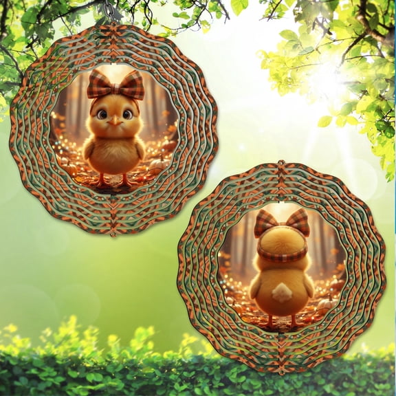 Fall Chicken Wind Spinner 10 Inch, Autumn Farmhouse Yard Decoration