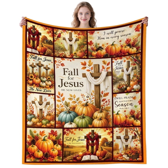 Fall Christian Throw Blanket, Autumn Soft Fuzzy Flannel Blanket Birthday Gifts 50×40 Inch