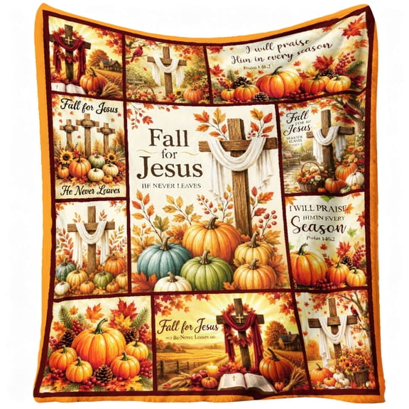 Fall Christian Throw Blanket, Autumn Soft Fuzzy Flannel Throw Blanket