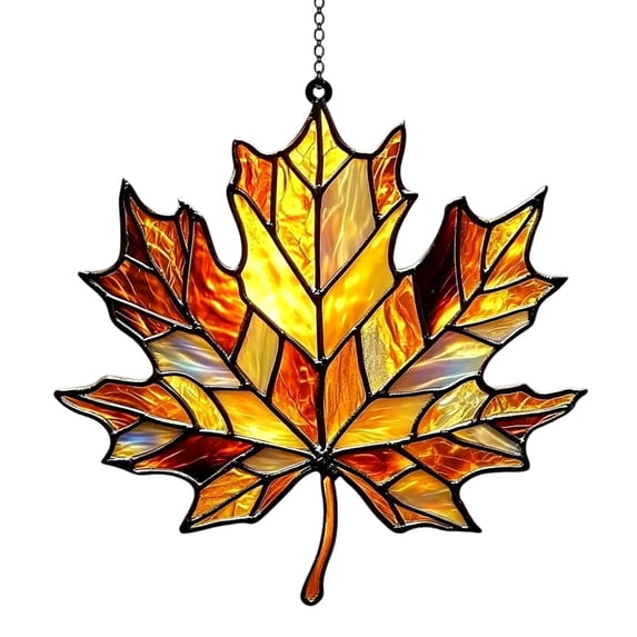 Fall & Christmas Ornaments, Stained Glass Acrylic Maple Leaf Hanging Suncatcher, Harvest Seasonal Window, Porch & Wall Decor