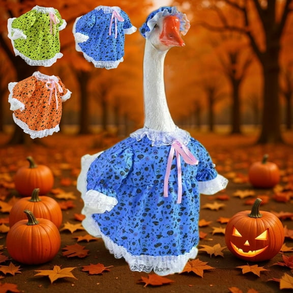 Fall Christmas Valentine's Day Porch Goose Outfits White Gooses Decorative Costume Pumpkin Print Gooses Costume Porchs Gooses 23-inch Lawns Gooses Patio Yard Decor