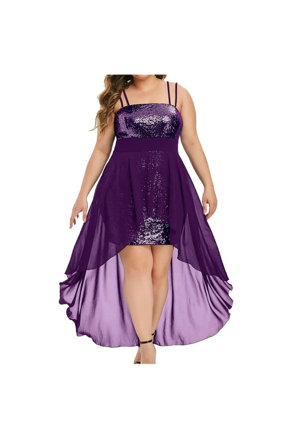 Fall! Ashirexll Prom Dresses for Women Sling Deep Sequin Loose Evening Dresses Plus Size Formal Dress for Evening Party Evening Party Purple 4XL